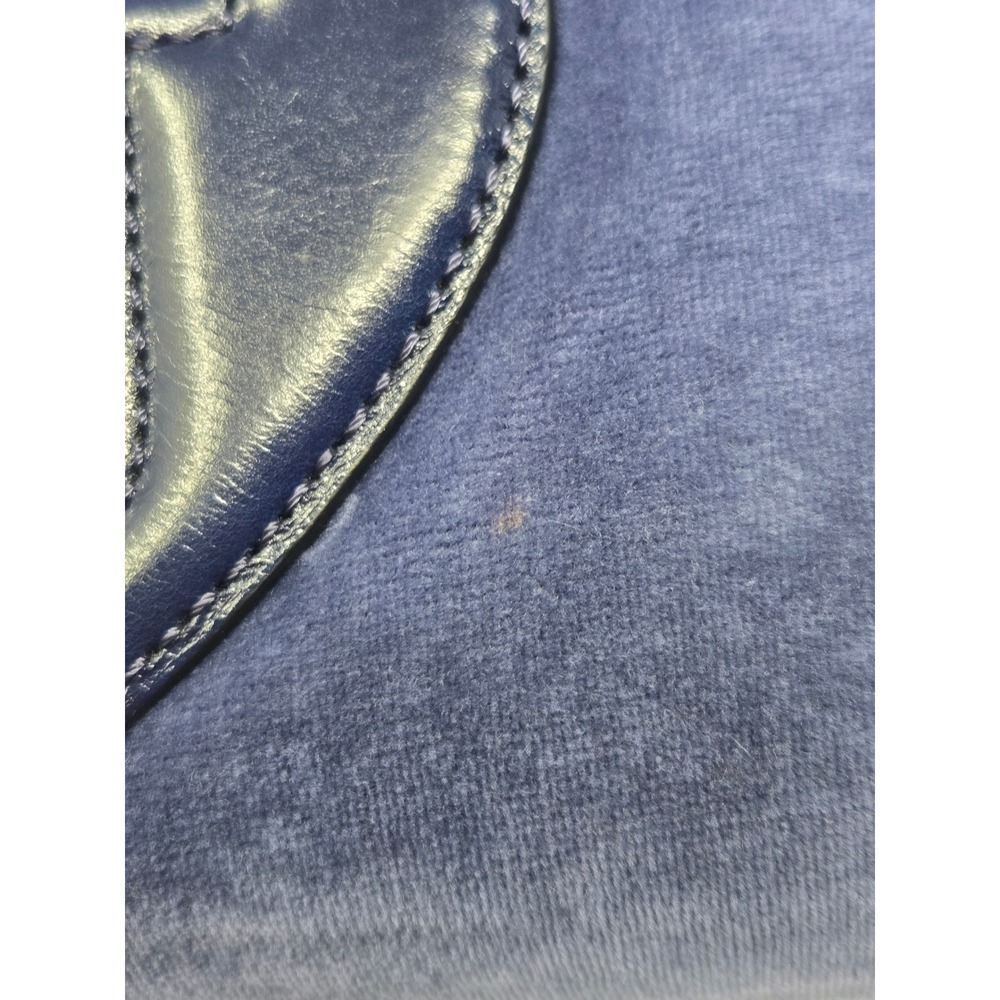 Juicy Couture Blue Velour Hobo Bag Gothic Logo Chain Detail Y2K Vintage - Picture 14 of 14